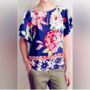 Anthropologie Floral Silk Top 2